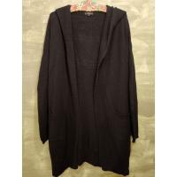 ราคา Theory Dania Soft Wool Cash Black Hoodie Open Front Long Cardigan Size S (42700347044)