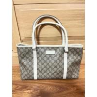 ราคา กระเป๋าGucci มือ2 ของแท้ GUCCI GG SUPREME HANDBAG TOTE BAG BEIGE WHITE (25258944147)