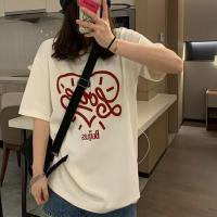 ราคา เสื้อยืดคอกลมเกาหลี เสื้อยืดการ์ตูนผู้หญิง oversizeT-shirt แฟชั่นมินิมอลแขนสั้น สีขาว/สีดำ/สีเทา (19827454977)