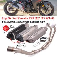 ราคา Slip On For Yamaha YZF R25 R3 MT-03 Motorcycle Full Exhaust System Escape Modify Front Mid Link Pip (56206595797)