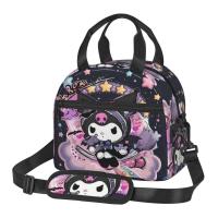 ราคา Sanrio Kuromi Lunch box กระเป๋าใส่ข้าวกลางวันแบบหุ้มฉนวนแบบไขว้มือถือพร้อมสายสะพายไหล่แบบปรับได้และกระเป๋าซิปด้านหน้า (57107300556)