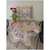 ราคา นําเข้า EMBROIDERED SHABBY CHAIR CUSHION COVER / SOFA CUSHION COVER / SHABBY SOFA CUSHION COVER / TULIP MOTIF (7581984039)