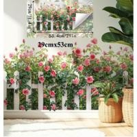 ราคา สติกเกอร์ติดผนังลายดอกไม้ดอกกุหลาบสีชมพู – รั้วไม้ใบไม้สีเขียว รูปลอกพีวีซีแบบถอดได้, ห้องนั่งเล่นห้องครัวห้องนอนห้องเด็กผู้หญิง (57158779369)