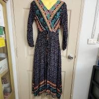 ราคา ชุดเดรสยาวผ่าหน้าข้างในเป็นกางเกงเหมือนชุดก้านแก้ว (44350279052)