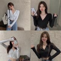 ราคา เสื้อครอปลูกไม้กระดุมแขนยาวรูปถ่ายจริง (24077982926)