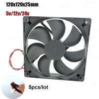 ราคา 5x DC 5V 12V 24v 120 มม.12 ซม.12025 พัดลม 120 มม.* 120 มม.* 25 มม.พัดลม Brushless พัดลมระบายความร้อน 120x120x25 มม.2PIN PC คอมพิวเตอร์ Cooler THA2 (45207567424)