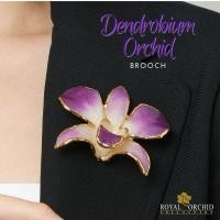 ราคา Royal Orchid collection เข็มกลัดดอกกล้วยไม้เดนโดรเบียมขอบทอง (19071516232)