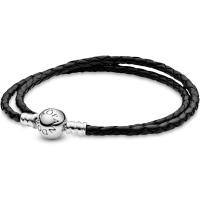 ราคา สร้อยข้อมือ Pandora เงินแท้พร้อมชาร์มหนังสีดำ (55758619816)
