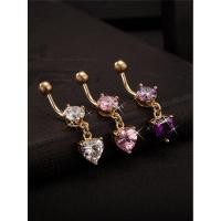 ราคา จิวสะดือก้านสั้น จิวสะดือเงินแท้ แหวนปุ่มท้องรูปหัวใจ 18K ทองแท้ (53807203923)