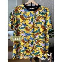 ราคา เสื้อคอกลมฮาวาย มือ 1 ผ้าใส่สบาย ไม่ร้อน 100฿ (12010317436)