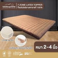 ราคา ท็อปเปอร์ยางพาราฉีดแท้100% 7 Zone Natural Latex Topper หนา 2-4 นิ้ว หุ้มผ้าVelour ขนาด3.5 ฟุต-6 ฟุต (8973325396)