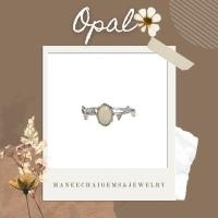ราคา แหวนเงินแท้ 92.5% แหวนฝังพลอยโอปอล์ ชุบทองคำขาว (43250295921)