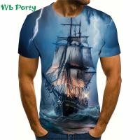 ราคา เสื้อยืดผู้ชายแขนสั้น พิมพ์ลายเรือโจรสลัด เสื้อทีมและเสื้อกีฬา IPDW9 (48802984028)