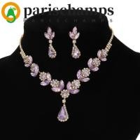 ราคา PARISCHAMPS เครื่องประดับคริสตัลสวารอฟสกี้ ต่างหูส่องแสงประณีตและสร้อยคอทรงหยดน้ำ สำหรับงานแต่งงาน (51857860955)