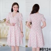 ราคา VG8124 คอวี ทรงเกาหลี อกป้าย ชุดทำงาน ชุดออกงาน เดรสแฟชั่น เดรสน่ารัก [LUXURY707] (28401053118)