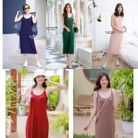 ราคา Gi-antsเดรสสายเดี่ยวผ้าเรย่อน ทรงยาวรับลมร้อน เนื้อผ้าเรย่อนใส่สบายงานป้าย (701842735)