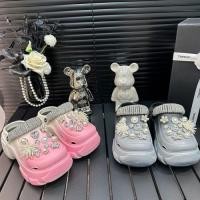 ราคา Hot Ins Women's Sandal Shoe Decorations Metal Rhinestone Clog Charms with Plastic Buckle Flip Flop (51705654205)
