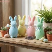 ราคา LUXELIVING รูปปั้นกระต่ายอีสเตอร์, โฟมตุ๊กตา Flocked กระต่ายตัวเลข, Handmade 3D ยืนโบว์สีทึบกระต่ายประติมากรรมตกแต่งบ้าน (48206556816)