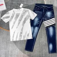 ราคา เสื้อเชิ้ต CROSS-ROAD สีขาวและสีเทาพร้อมกางเกงยีนส์สีน้ําเงินยาวสําหรับผู้ชาย VAN SON ผ้าฝ้ายที่สวยงาม (43114444246)