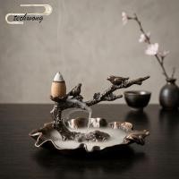 ราคา TECHWONG Backflow กระถางธูป, ทองแดงรูปกบทองแดง, คลาสสิกใบบัว Plum สาขาผู้ถือน้ําหอมโยคะ (42330149575)