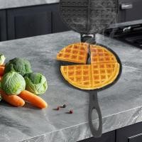 ราคา COD เครื่องทําวาฟเฟิลเหล็กหล่อ Pan Non-Stick Waffle Iron Round Waffle Cake Maker สําหรับเตาตั้งพื้นหรือย่าง (52857683722)