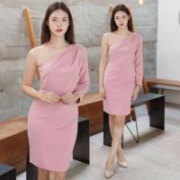 ราคา พร้อมส่ง!! ชุดไปงานแต่งงานสีชมพูโอรส ไหล่เฉียงข้าง เรียบหรู สวย ดูดี ใส่เป็นชุดราตรี ชุดออกงาน ชุดไปงานแต่งงาน กลางวั... (7591876086)