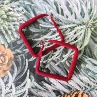 ราคา 925 Silver Square Red Velvet Hoop Earrings ต่างหู ตุ้มหู ห่วง ก้านเงิน แท้ สีแดง กำมะหยี่ ไม่แพ้ คนแพ้ ใส่ได้ (20883007265)