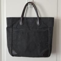 ราคา HANPU KOUBOU Canvas Leather Tote Bag กระเป๋าหิ้วสีดำ (47300391995)