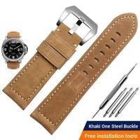 ราคา เหมาะสําหรับ Panerai สายหนังแท้ชาย Panerai Frosted Handmade Retro Crazy Horse หนังสายนาฬิกาอุปกรณ์เสริม 24 มม. (51007532564)