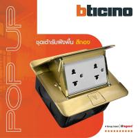 ราคา BTicino ชุดเต้ารับฝังพื้น สีทองครบชุด กล่องฝังพื้น+Pop-up+ปลั๊กคู่มีกราวด์| Matix (22222192367)