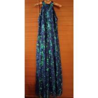 ราคา Maxi Dress เดรสยาวผ้าลูกไม้สีน้ำเงิน ปักเลื่อมสีเหลือบนกยูง อก 36 นิ้ว (24827342229)