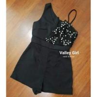 ราคา จั้มสั้น จั้มขาสั้นสีดำ ปักดอก งานป้าย Valley Girl (1952486518)
