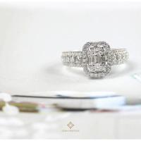 ราคา Gems Heritage : แหวนเพชรประกบทรง emerald cut (RWG210) ดีไซน์ทันสมัย เพชรแท้น้ำ 98 (47058983820)