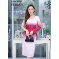ราคา งานป้าย VEGAS LUXURY เดรสไหล่เฉียง ไล่เฉดสี สไตล์แบรนด์ POEM (26111958463)