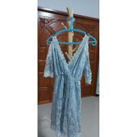 ราคา ชุดเดรสสีฟ้าผ้าลูกไม้ฉลุ (21295620000)
