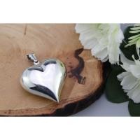 ราคา [พร้อมส่ง](Pendant/เฉพาะจี้):Large heart-shaped 925 sterling silver pendant./จี้หัวใจเงินแท้ 925. Silver Thai Jewelry (25013297204)