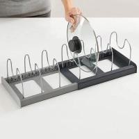ราคา ใหม่หม้อและกระทะขยายเครื่องครัว Organiser 7 Dividers ปรับฝาหม้อชั้นวางผู้ถือจานกระทะOrganizer Rackห้องครัว (44112283480)