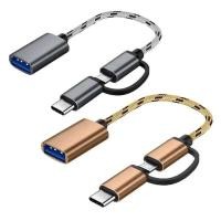 ราคา สาย OTG 2 in 1 Micro USB Type C OTG Combo เป็นอะแดปเตอร์ USB 3.0 (55454707004)