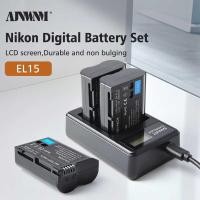 ราคา 255mAh 7 EN-EL15A EN-EL15C EN EL15 Battery + LED Charger for Nikon D5, D61, D75, D8, D81, D85, D7 (24485234603)
