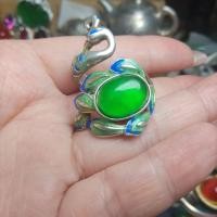 ราคา คอลเลกชันโบราณราชวงศ์ชิง Cloisonne หยกเก่าหยกไข่ใบหน้าแหวนใบหน้าเก่าเงินเปิดแหวนแหวนเงินบริสุทธิ์ 4.17 (54709006088)