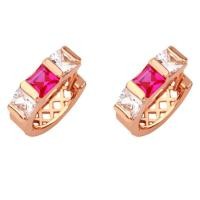 ราคา TANITTgems ต่างหูห่วงนากประดับเพชรสวิสสลับพลอยทับทิมน้ำงามดีไซน์สวยหรู-รหัส TNER21722#1510 (453247217)