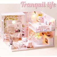 ราคา [พร้อมส่ง] บ้านตุ๊กตา DIY โมเดลบ้าน ประกอบเอง ชุดบ้านแสนสุข 2 ชั้น ฟรีฝาครอบกันฝุ่น (2498243042)