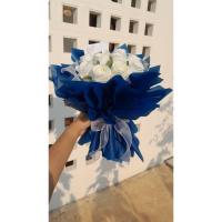 ราคา ช่อดอกกุหลาบประดิษฐ์ ช่อกุหลาบปลอม ช่อดอกไม้สีขาว ช่อฟู (47106328329)