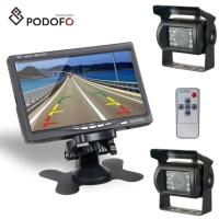 ราคา Podofo Waterproof Universal Wired 7" LCD Monitor + 2 x 18 IR LED Rearview Cameras Night Vision for (46706346198)
