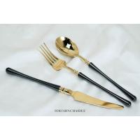 ราคา ช้อนส้อมสีทองด้ามจับสีดำ (6177729289)