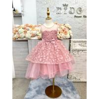 ราคา Tชุดราตรีเด็ก(หน้าร้านอยู่รัชดา ลองได้ถ่ายรูปจากชุดจริง)B265สีชมพูเข้ม หน้าสั้นหลังยาวประดับดอกไม้ทั้งตัว (24801924507)