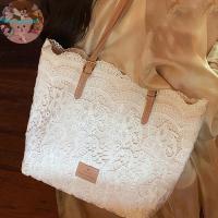 ราคา Strongaroetrtr ผู้หญิงลูกไม้สีขาวดอกไม้เย็บปักถักร้อย Tote ฤดูร้อน Seaside Travel Vacation ไหล่ Retro กระเป๋าถือ TH (42858550648)