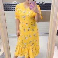 ราคา เดรสคอวี เนื้อผ้าTL ระบายชาย (5939841390)