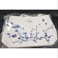 ราคา พร้อมส่ง Longchamp Rare Blue Roseau Sakura White Leather Tote (6006329336)