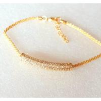 ราคา สร้อยมือฝังเพชรเกรดพรีเมี่ยมชุบทองคำ18kเกรดส่งออก (23019867402)